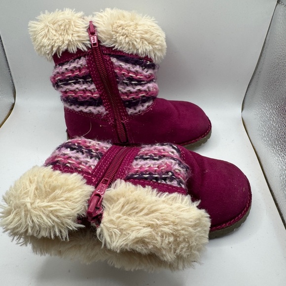 Magellan Outdoors Toddler Girl Size 7 Maroon & Cream Faux Fur Winter Boot - Picture 3 of 6